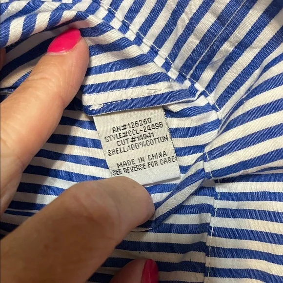 Velvet Heart Blue and White Striped Blouse - Picture 4 of 5